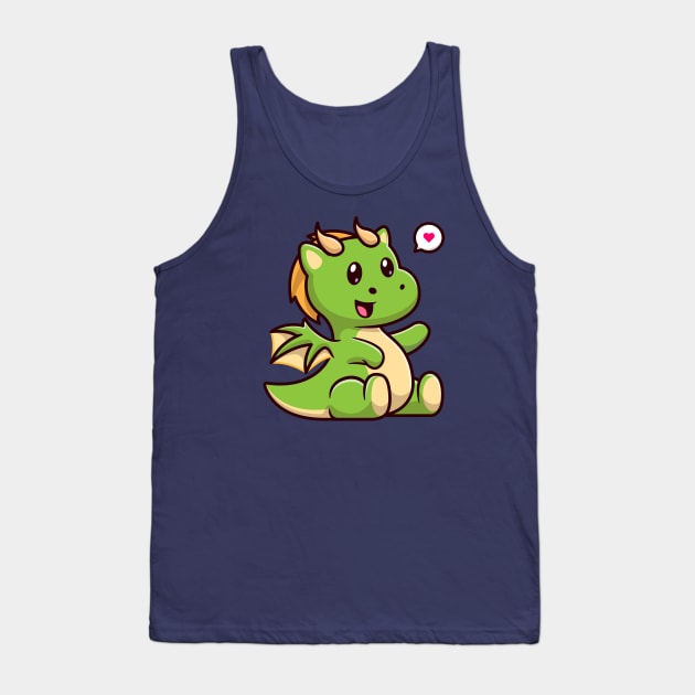 Cute Baby Green Dragon Sitting Cartoon Tank Top by Catalyst Labs